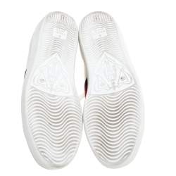 Pre Owned حذاء رياضي غوتشي برقبة منخفضة أيس تفاصيل ويب جلد أبيض مقاس 44