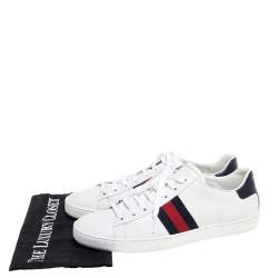 Pre Owned حذاء رياضي غوتشي ب رقبة منخفضة أيس تفاصيل ويب جلد أبيض مقاس 44