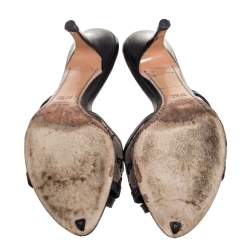 Pre Owned Gucci Beige/Black GG Canvas And Stud Embellished Leather Slide Sandals Size 37.5