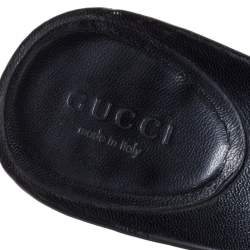 Pre Owned Gucci Beige/Black GG Canvas And Stud Embellished Leather Slide Sandals Size 37.5