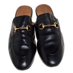 مملوكة مسبقًا Gucci Black Leather Princetown Horsebit Mules Size 41