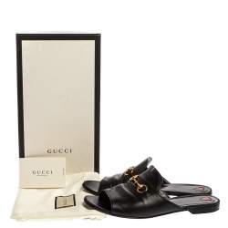 Gucci Black Leather Malaga Kid Flat Mules Size 39.5