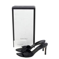 مملوكة مسبقًا Gucci Black GG Canvas Slide Sandals Size 36