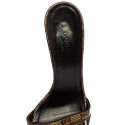 Pre Owned Gucci Beige/Brown Patent Leather Bow Detail Guccissima Sandals Size 36