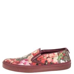 Pre Owned حذاء رياضي غوتشي سليب أون كانفاس جي جي سوبريم مطبوع بلومز متعدد الألوان مقاس 37