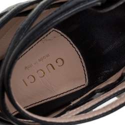 مملوكة مسبقًا Gucci Black Leather Aneta Open Toe Zipper Sandals Size 37