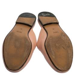 مملوكة مسبقًا حذاء سلايد غوتشي "برينستاون" مزين هورسبيت جلد وردي مقاس 38