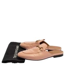 مملوكة مسبقًا حذاء سلايد غوتشي "برينستاون" مزين هورسبيت جلد وردي مقاس 38