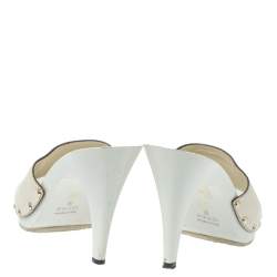 Pre Owned Gucci White Leather GG Open Toe Platform Clog Sandals Size 38