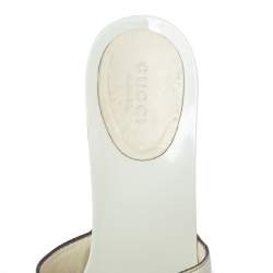 Pre Owned Gucci White Leather GG Open Toe Platform Clog Sandals Size 38