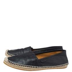 Pre Owned حذاء فلات إسبادريل غوتشي سليب أون جلد جي جي أسود مقاس 38