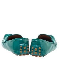 Pre Owned Gucci Green Patent Leather Horsebit Loafers Size 39.5