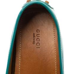 Pre Owned Gucci Green Patent Leather Horsebit Loafers Size 39.5
