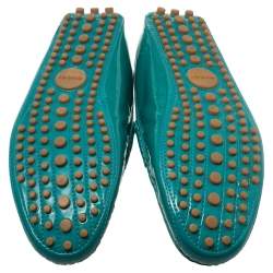 Pre Owned Gucci Green Patent Leather Horsebit Loafers Size 39.5