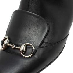Pre Owned Gucci Black Leather Horsebit Ankle Boots Size 38.5