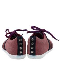 Pre Owned Gucci Pink Glitter Bambi Web Studded Sneakers Size 37