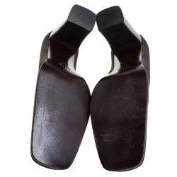 Pre Owned Gucci Brown/Black Canvas Guccissima Monogram Square Toe Pumps Size 37