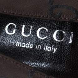 Pre Owned Gucci Brown/Black Canvas Guccissima Monogram Square Toe Pumps Size 37