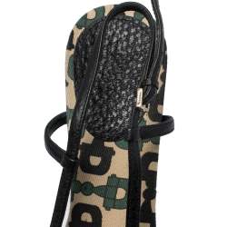 Gucci Black/Green Leather Gucci Embellished Slingback Sandals Size 36