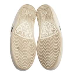 مملوكة مسبقًا حذاء رياضي غوتشي "ايس" منخفض من أعلى ويب نحلة جلد أبيض مقاس 36.5