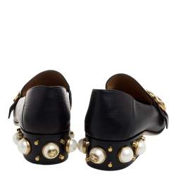 Pre Owned Gucci Black Leather Peyton Loafer Pumps Size 36