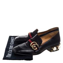 Pre Owned Gucci Black Leather Peyton Loafer Pumps Size 36