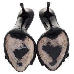 Pre Owned صندل سلايد غوتشي مزين هورسبيت جلد أسود مقاس 38