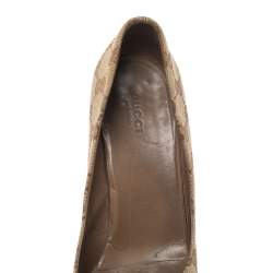 مملوكة مسبقًا Gucci Beige/Brown GG Canvas Interlocking Pumps Size 38.5