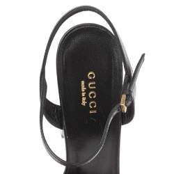 Pre Owned صندل غوتشي "الي" سير كاحل جلد أسود مقاس 37