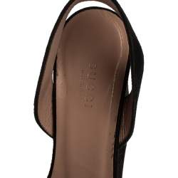 مملوكة مسبقًا Gucci Black Suede Horsebit Platform Ankle Strap Wedge Sandals Size 36.5