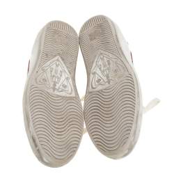 Pre Owned حذاء رياضي غوتشي "ايس" رباط علوي مزين ويب و قلب غوتشي جلد أبيض مقاس 34.5