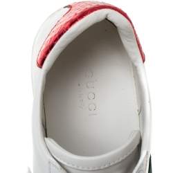 Pre Owned حذاء رياضي غوتشي "ايس" رباط علوي مزين ويب و قلب غوتشي جلد أبيض مقاس 34.5