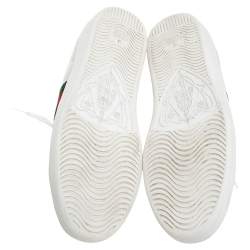 Pre Owned Gucci White Leather Ace Bee Web Low Top Sneakers Size 39