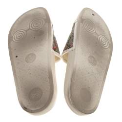 مملوكة مسبقًا Gucci Multicolor Coated Canvas GG Blooms Supreme Slide Sandals Size 39