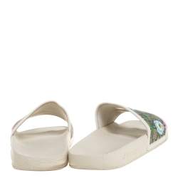 مملوكة مسبقًا Gucci Multicolor Coated Canvas GG Blooms Supreme Slide Sandals Size 39