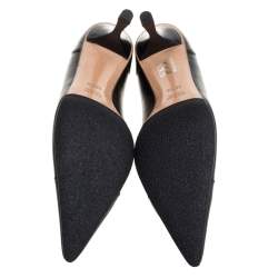 Pre Owned Gucci Black Leather Pointed Toe Pumps Size 38.5C