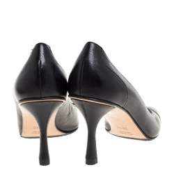 Pre Owned Gucci Black Leather Pointed Toe Pumps Size 38.5C