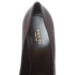 Pre Owned Gucci Brown Ostrich Leather Block Heel Platform Pumps Size 39