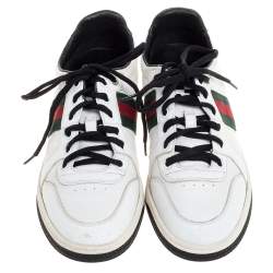 Gucci White Leather Ace Web Detail Low Top Sneakers Size 39