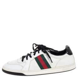 Gucci White Leather Ace Web Detail Low Top Sneakers Size 39