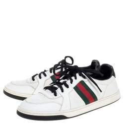 Gucci White Leather Ace Web Detail Low Top Sneakers Size 39