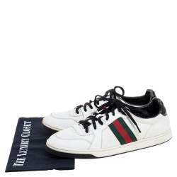 Gucci White Leather Ace Web Detail Low Top Sneakers Size 39