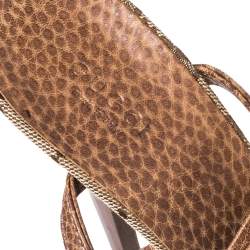 مملوكة مسبقًا صندل غوتشي نعل سميك سير بامبو جلد بني مقاس 38