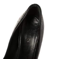 Pre Owned Gucci Black Guccissima Leather Adina Horsebit Pointed Toe Pumps Size 36