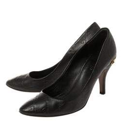 Pre Owned Gucci Black Guccissima Leather Adina Horsebit Pointed Toe Pumps Size 36