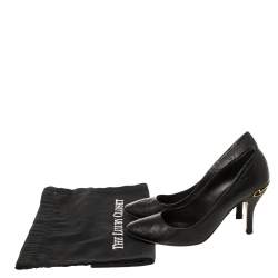 Pre Owned Gucci Black Guccissima Leather Adina Horsebit Pointed Toe Pumps Size 36
