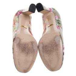 Pre Owned Gucci Multicolor Floral Printed Leather Blooms Pumps Size 37