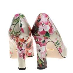 Pre Owned Gucci Multicolor Floral Printed Leather Blooms Pumps Size 37