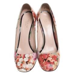 Pre Owned Gucci Multicolor Floral Printed Leather Blooms Pumps Size 37