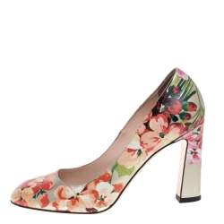 Pre Owned Gucci Multicolor Floral Printed Leather Blooms Pumps Size 37
